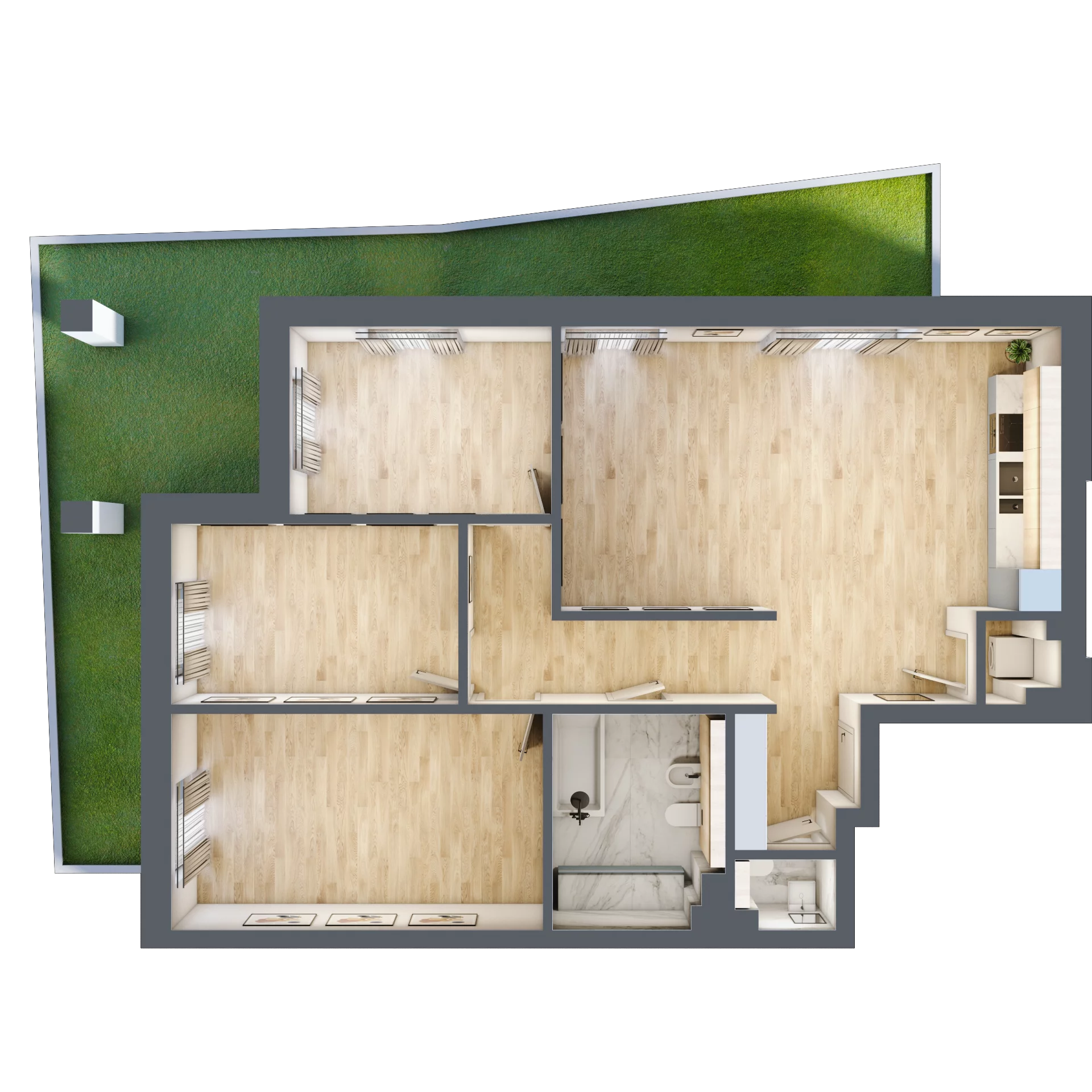 4 pokoje, apartament 91,17 m², parter, oferta nr H01, Przy Parku, Żerniki Wrocławskie, ul. Parkowa
