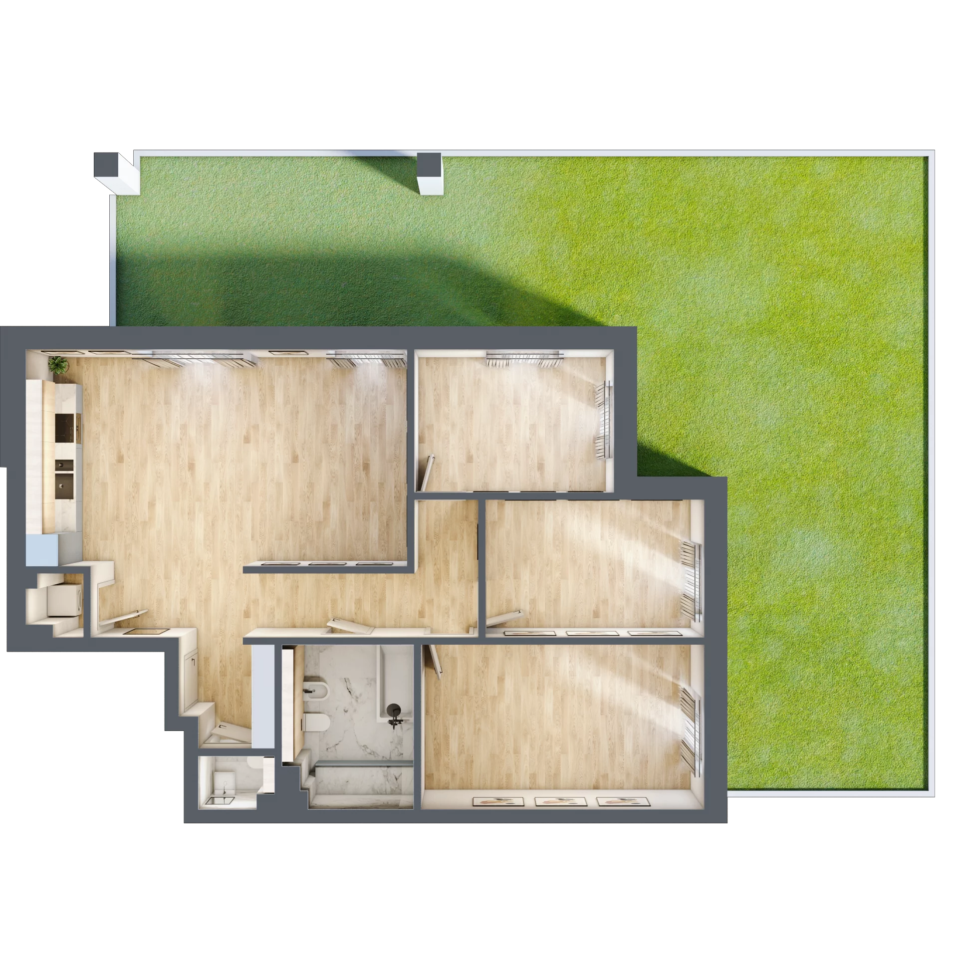 4 pokoje, apartament 91,17 m², parter, oferta nr H02, Przy Parku, Żerniki Wrocławskie, ul. Parkowa