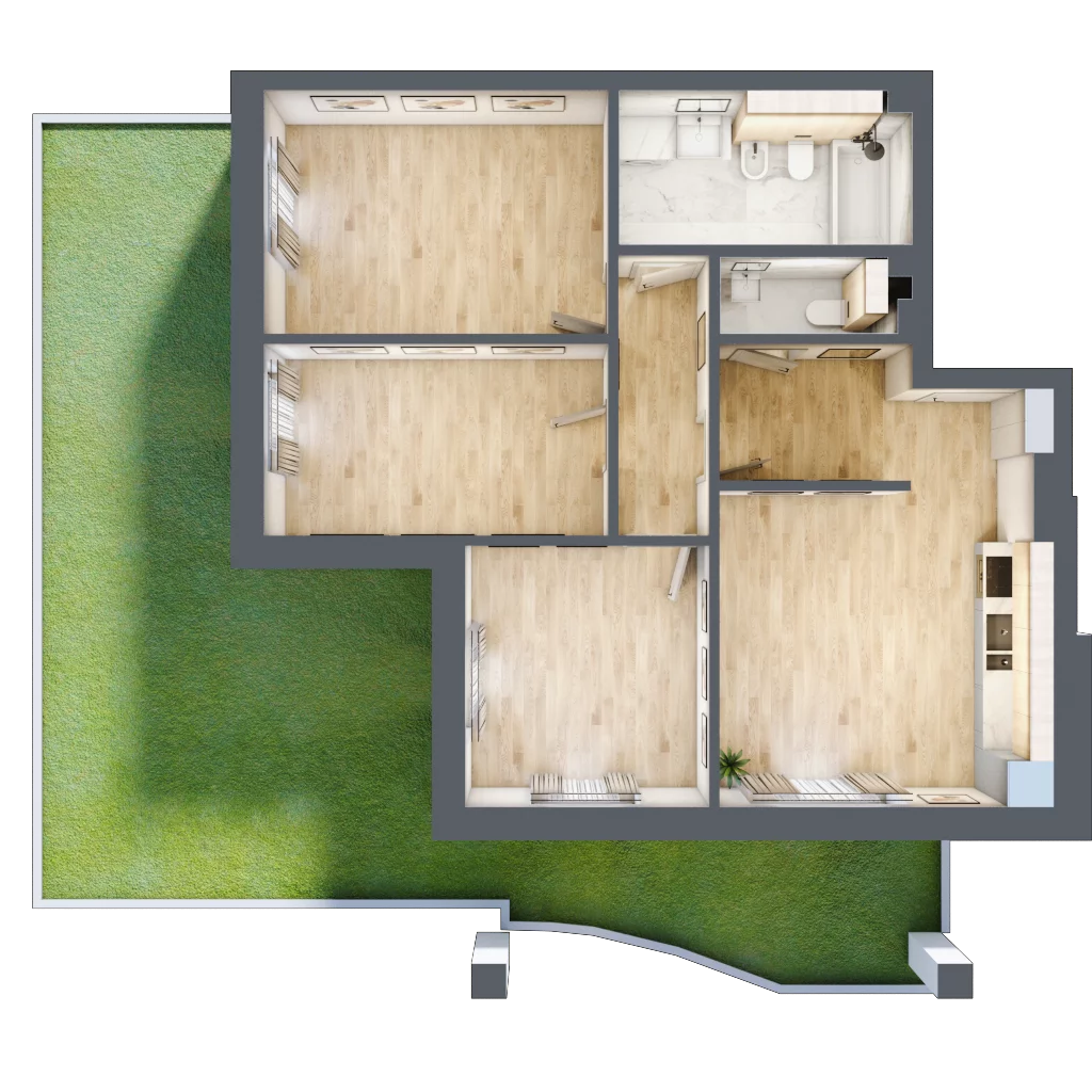 4 pokoje, apartament 76,29 m², parter, oferta nr J02, Przy Parku, Żerniki Wrocławskie, ul. Parkowa