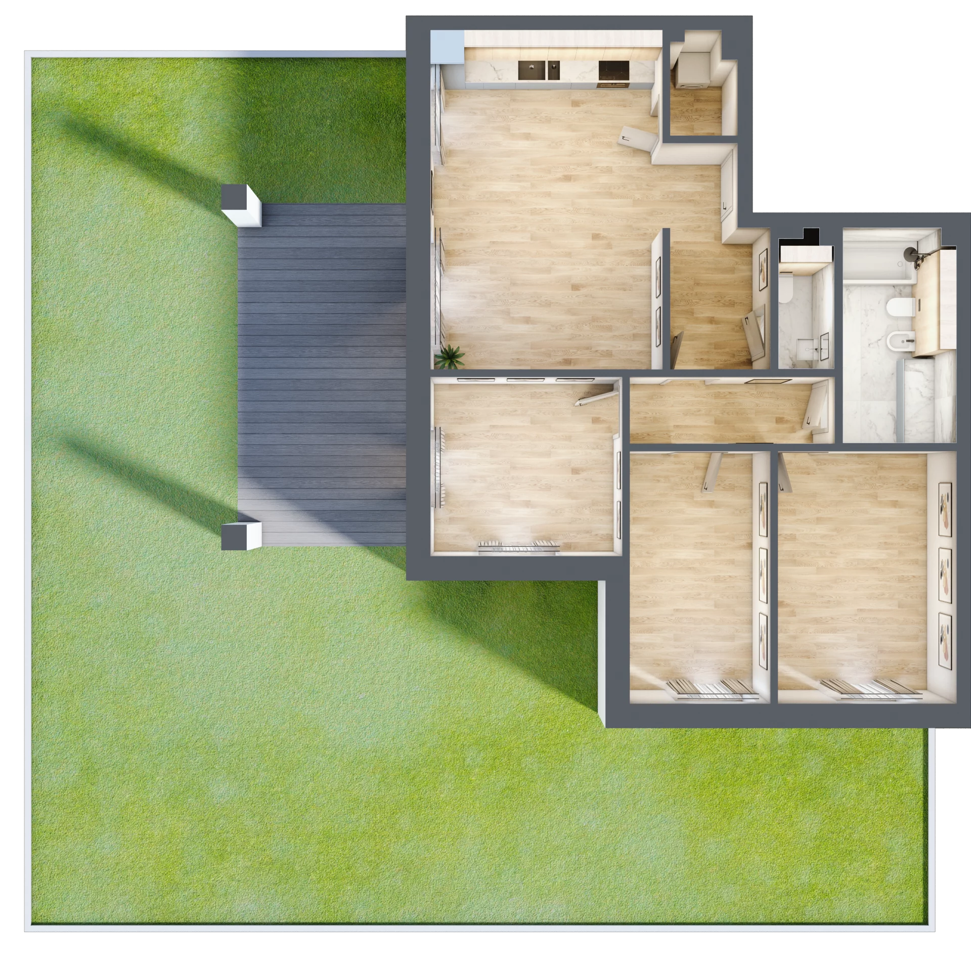 4 pokoje, apartament 85,09 m², parter, oferta nr J03, Przy Parku, Żerniki Wrocławskie, ul. Parkowa