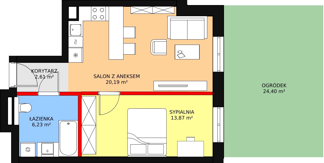 Apartament 42,90 m², parter, oferta nr M02, Przy Parku, Żerniki Wrocławskie, ul. Parkowa