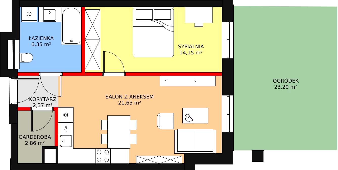 Apartament 47,38 m², parter, oferta nr M03, Przy Parku, Żerniki Wrocławskie, ul. Parkowa