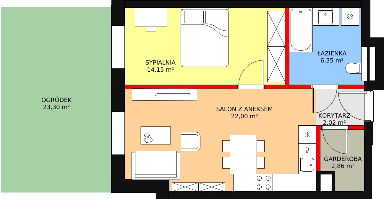 Apartament 47,38 m², parter, oferta nr M06, Przy Parku, Żerniki Wrocławskie, ul. Parkowa