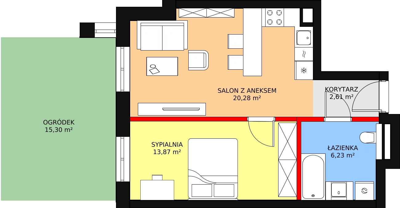 Apartament 42,99 m², parter, oferta nr M07, Przy Parku, Żerniki Wrocławskie, ul. Parkowa