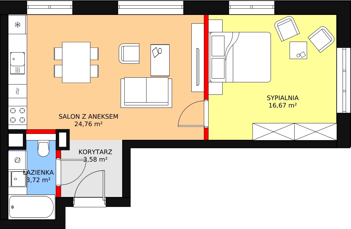 Apartament 48,73 m², piętro 1, oferta nr M09, Przy Parku, Żerniki Wrocławskie, ul. Parkowa