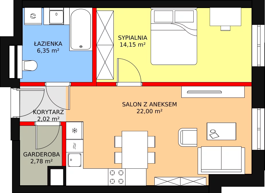 Apartament 47,30 m², piętro 1, oferta nr M11, Przy Parku, Żerniki Wrocławskie, ul. Parkowa