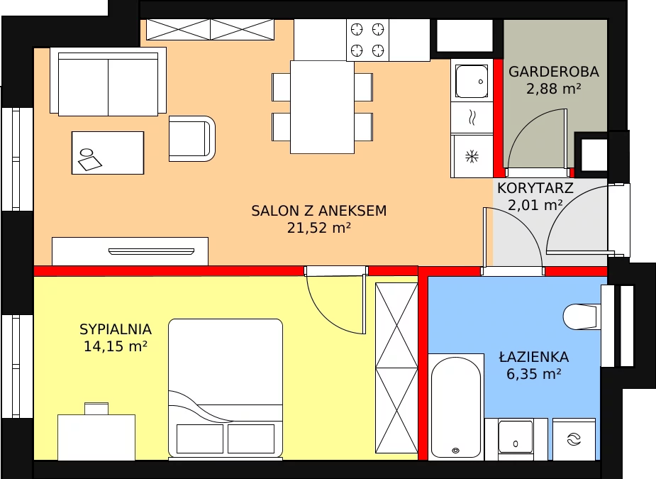 Apartament 46,91 m², piętro 1, oferta nr M15, Przy Parku, Żerniki Wrocławskie, ul. Parkowa