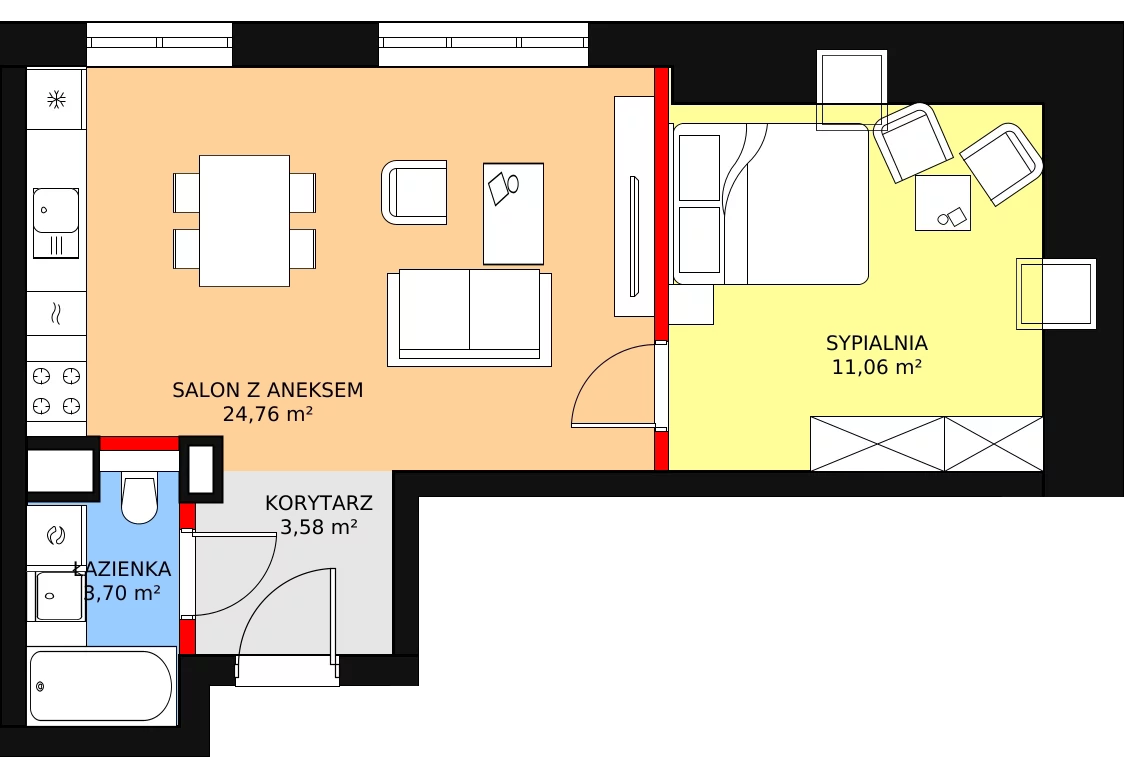 Apartament 43,10 m², piętro 2, oferta nr M17, Przy Parku, Żerniki Wrocławskie, ul. Parkowa