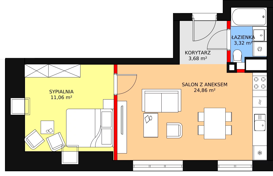 Apartament 42,92 m², piętro 2, oferta nr M21, Przy Parku, Żerniki Wrocławskie, ul. Parkowa