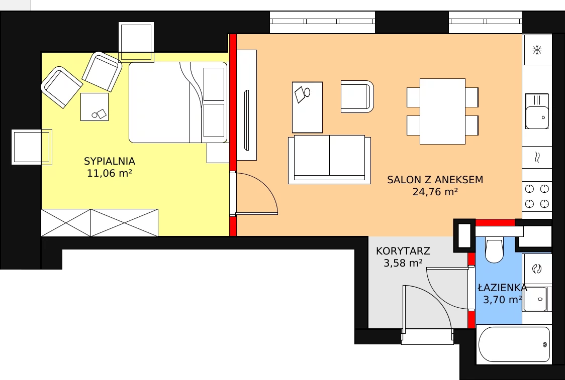 Apartament 43,10 m², piętro 2, oferta nr M24, Przy Parku, Żerniki Wrocławskie, ul. Parkowa