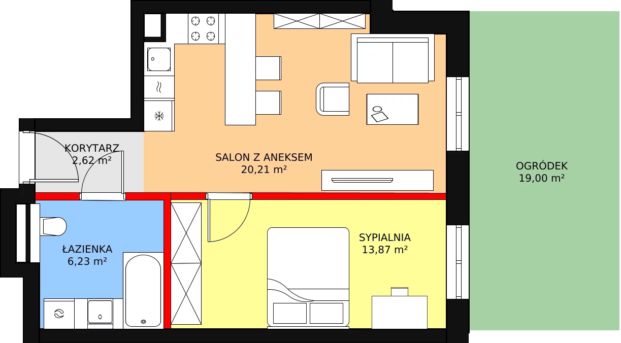 Apartament 42,93 m², parter, oferta nr N02, Przy Parku, Żerniki Wrocławskie, ul. Parkowa