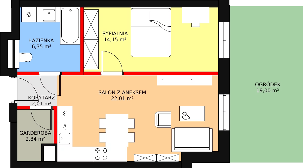 Apartament 47,36 m², parter, oferta nr N03, Przy Parku, Żerniki Wrocławskie, ul. Parkowa