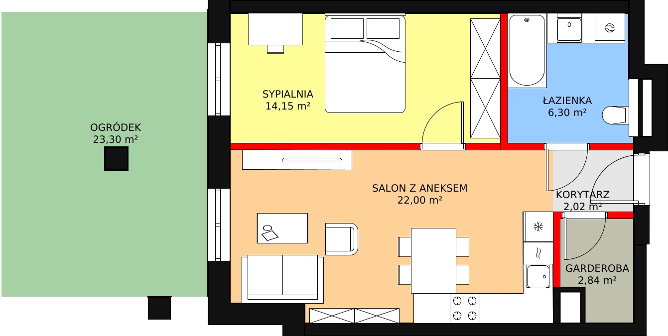 Apartament 47,31 m², parter, oferta nr N06, Przy Parku, Żerniki Wrocławskie, ul. Parkowa