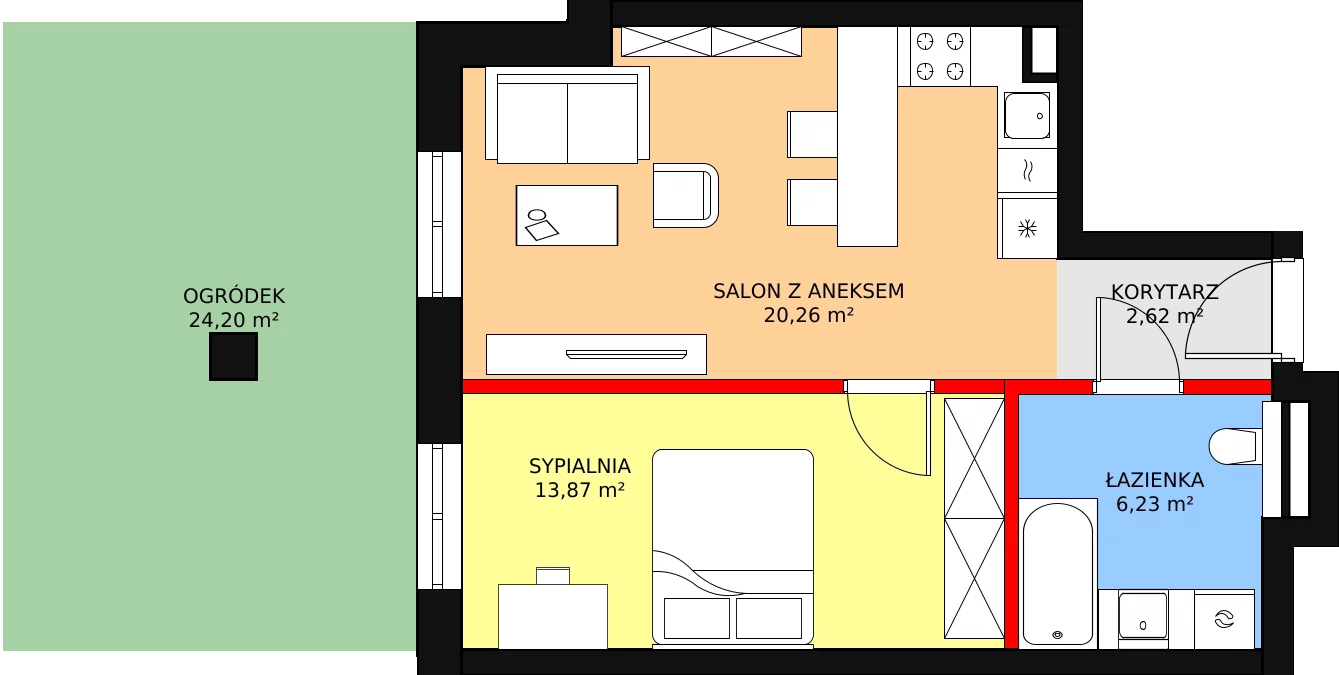 Apartament 42,98 m², parter, oferta nr N07, Przy Parku, Żerniki Wrocławskie, ul. Parkowa