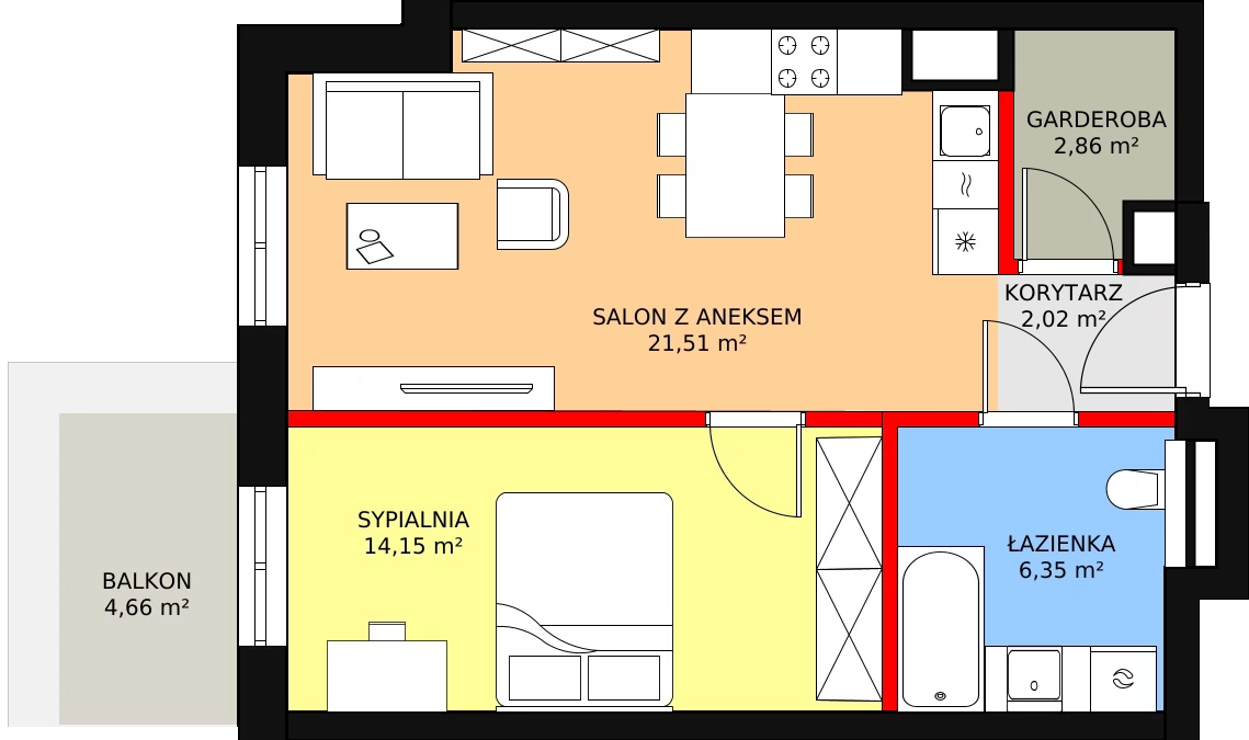 Apartament 46,89 m², piętro 1, oferta nr N15, Przy Parku, Żerniki Wrocławskie, ul. Parkowa