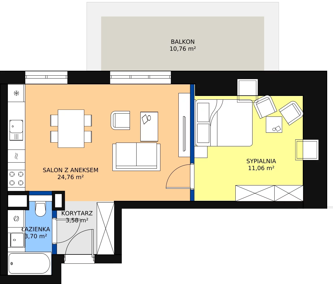 Zalety apartamentu 43.1 m², N17