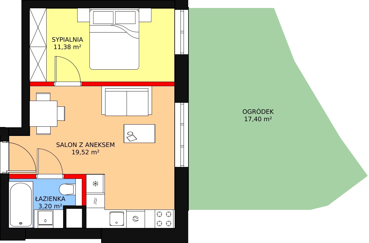 Apartament 34,10 m², parter, oferta nr O08, Przy Parku, Żerniki Wrocławskie, ul. Parkowa