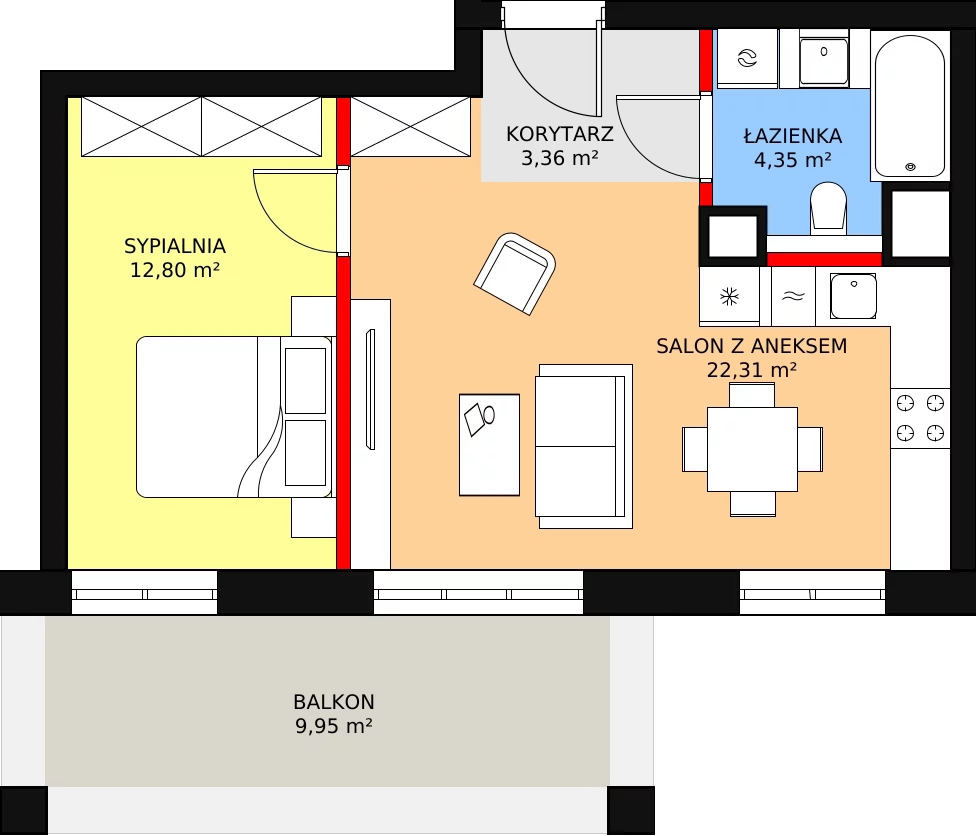 Apartament 42,82 m², piętro 1, oferta nr O09, Przy Parku, Żerniki Wrocławskie, ul. Parkowa