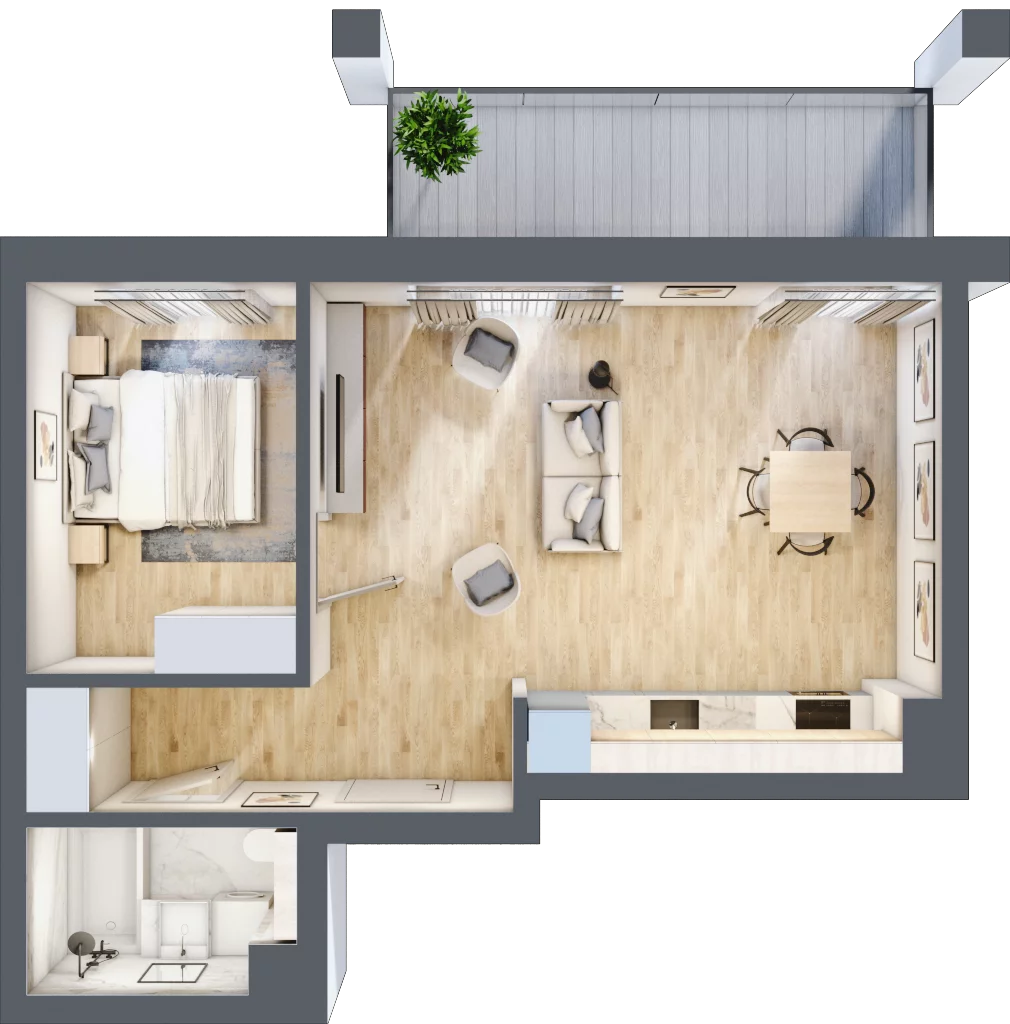 2 pokoje, apartament 46,21 m², piętro 1, oferta nr O13, Przy Parku, Żerniki Wrocławskie, ul. Parkowa