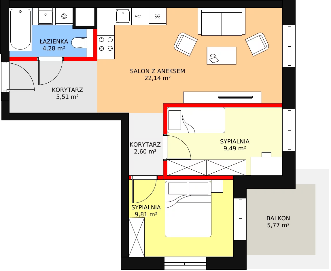 Apartament 53,83 m², piętro 1, oferta nr O15, Przy Parku, Żerniki Wrocławskie, ul. Parkowa