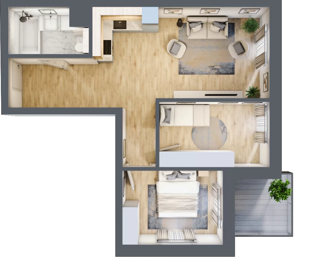 3 pokoje, apartament 53,83 m², piętro 1, oferta nr O15, Przy Parku, Żerniki Wrocławskie, ul. Parkowa