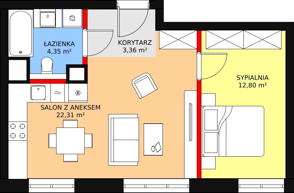 Apartament 42,82 m², piętro 1, oferta nr O16, Przy Parku, Żerniki Wrocławskie, ul. Parkowa