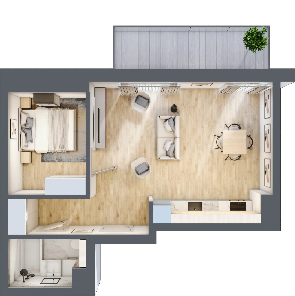 2 pokoje, apartament 44,23 m², piętro 2, oferta nr O21, Przy Parku, Żerniki Wrocławskie, ul. Parkowa