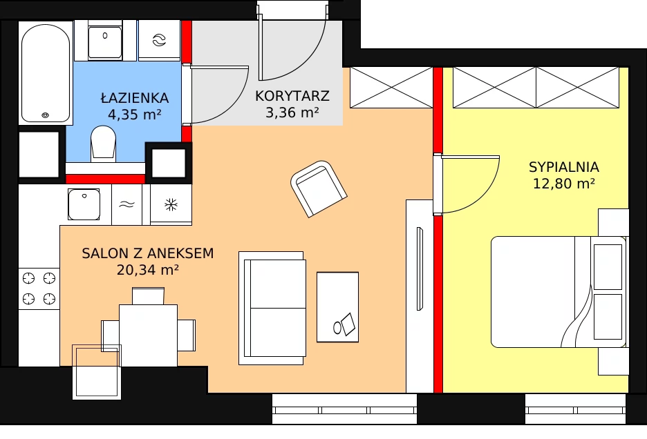 Apartament 40,85 m², piętro 2, oferta nr O24, Przy Parku, Żerniki Wrocławskie, ul. Parkowa