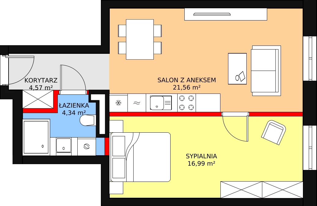 Apartament 47,46 m², piętro 1, oferta nr P03, Przy Parku, Żerniki Wrocławskie, ul. Parkowa