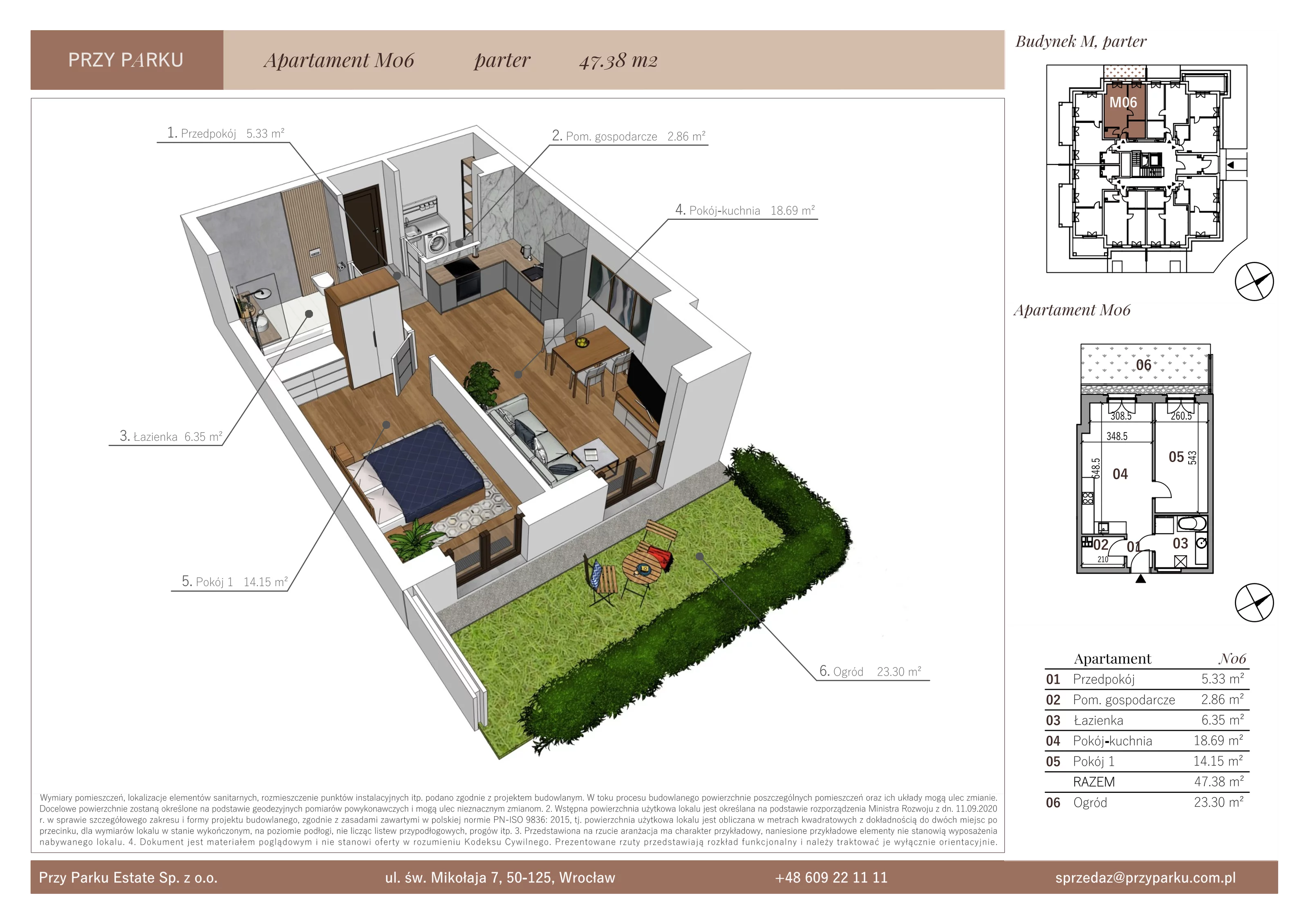 Apartament 47,38 m², parter, oferta nr M06, Przy Parku, Żerniki Wrocławskie, ul. Parkowa