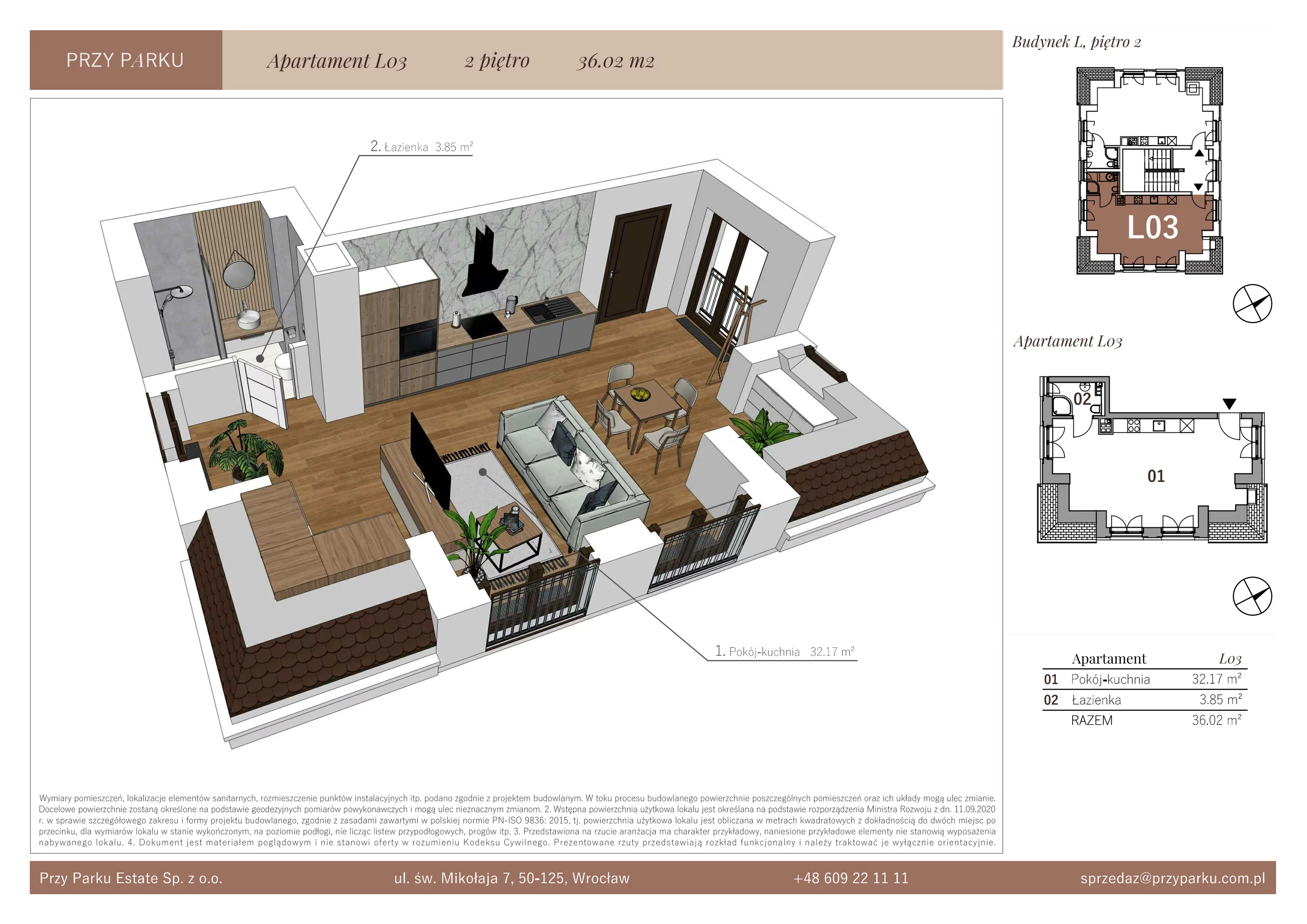 Apartament 36,02 m², piętro 2, oferta nr L03, Przy Parku, Żerniki Wrocławskie, ul. Parkowa