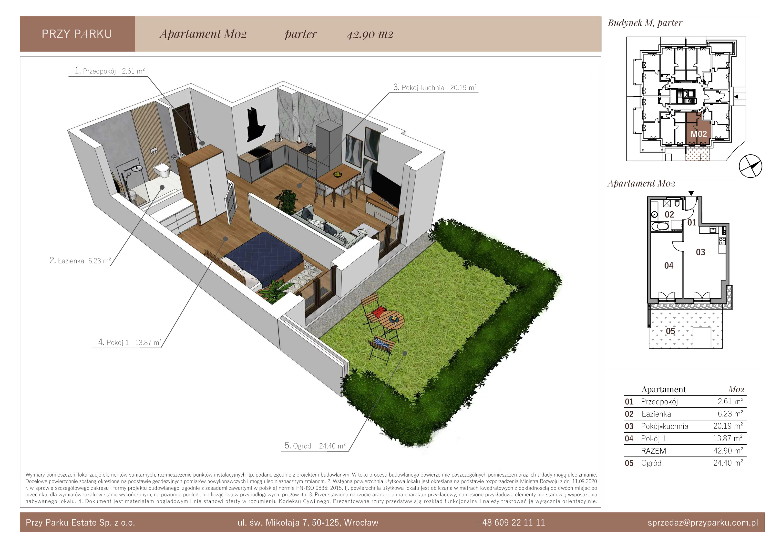 Apartament 42,90 m², parter, oferta nr M02, Przy Parku, Żerniki Wrocławskie, ul. Parkowa