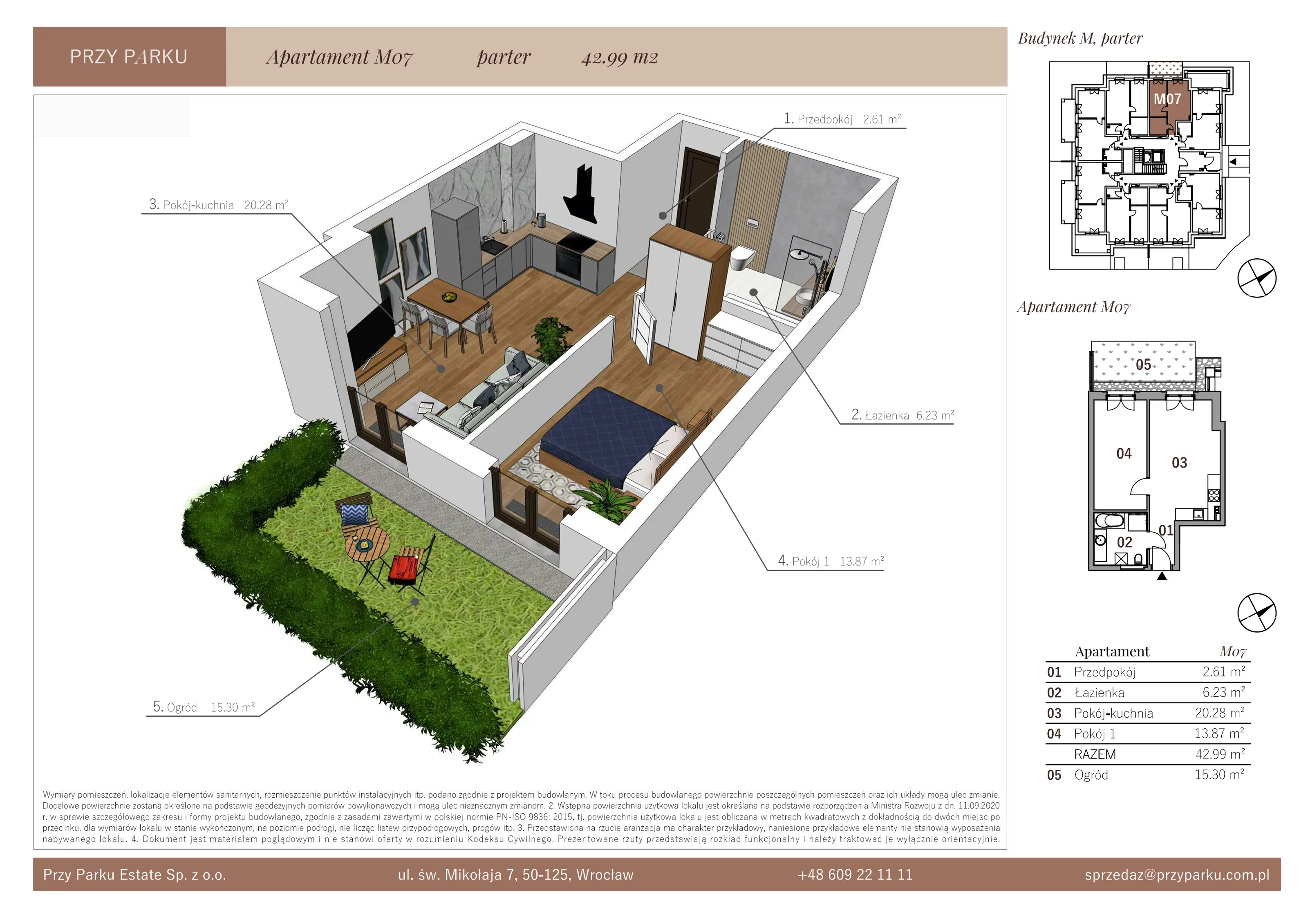 Apartament 42,99 m², parter, oferta nr M07, Przy Parku, Żerniki Wrocławskie, ul. Parkowa