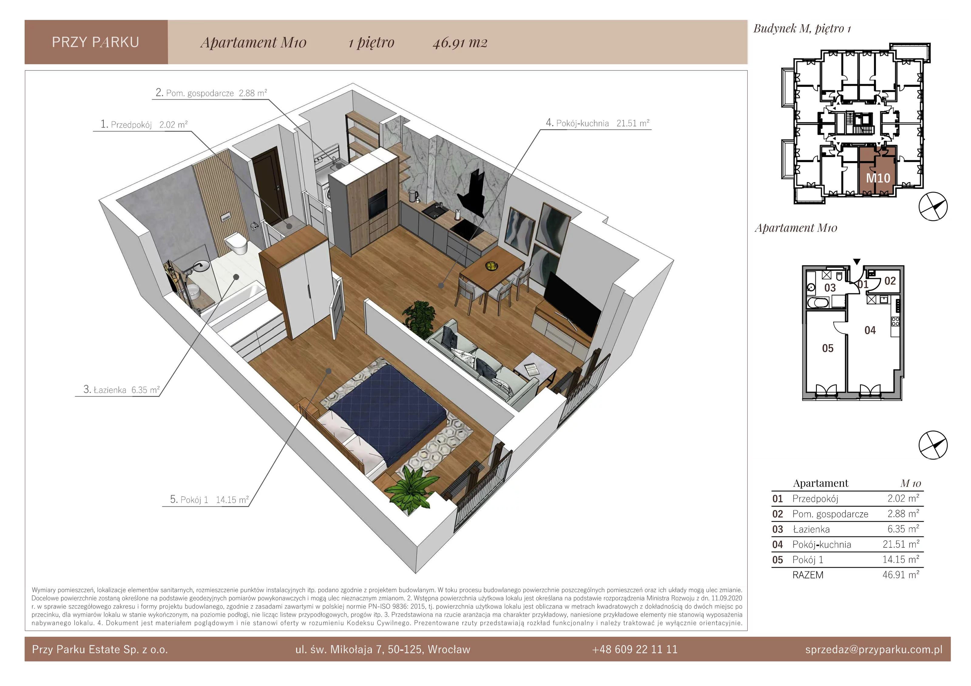 Apartament 46,91 m², piętro 1, oferta nr M10, Przy Parku, Żerniki Wrocławskie, ul. Parkowa