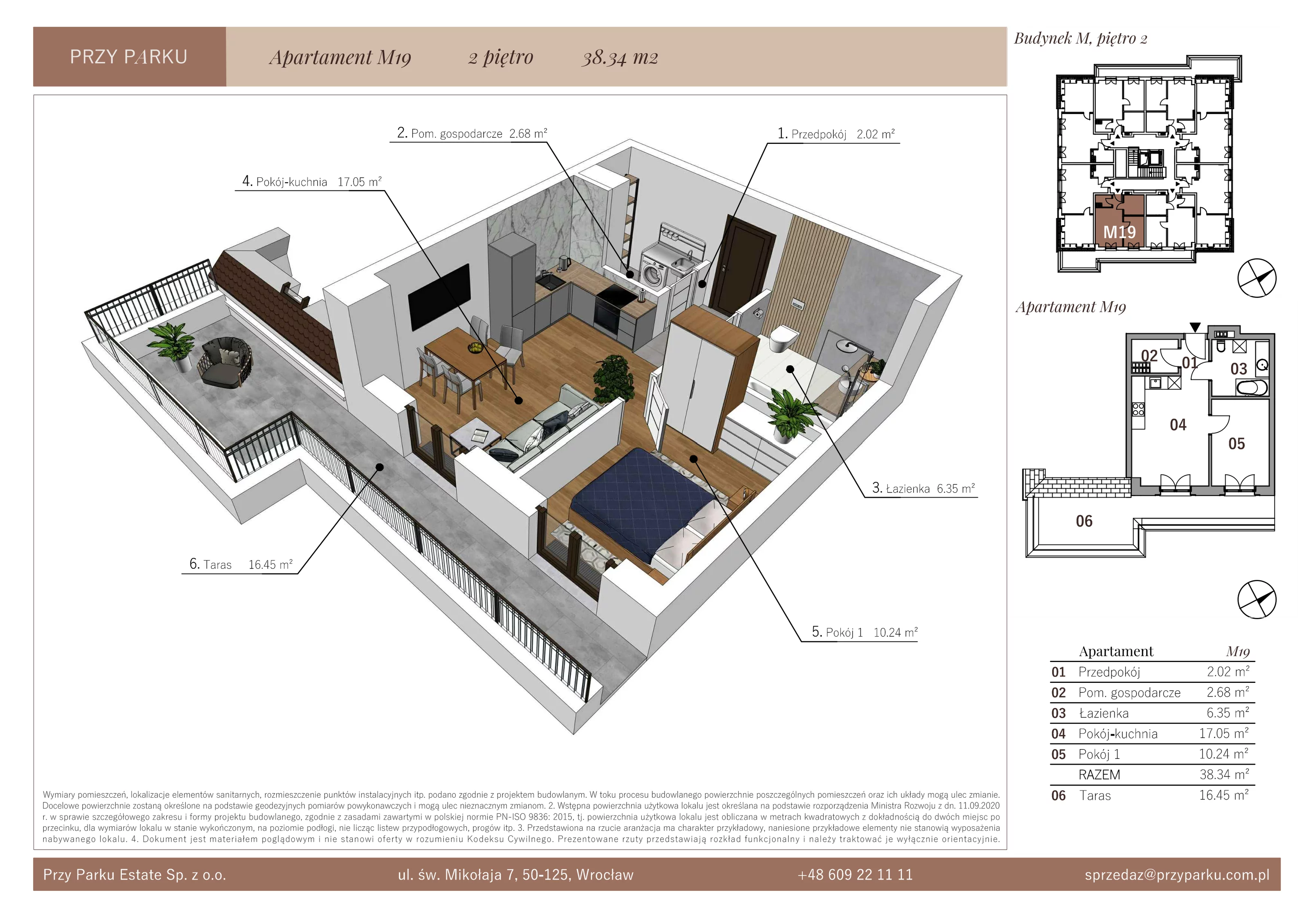 Apartament 38,34 m², piętro 2, oferta nr M19, Przy Parku, Żerniki Wrocławskie, ul. Parkowa