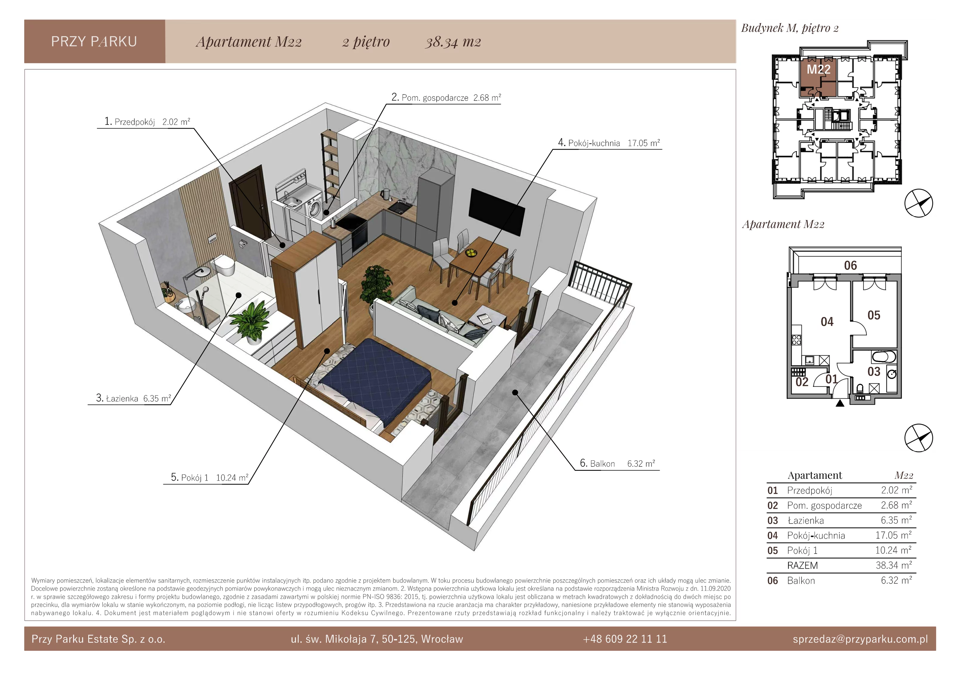 Apartament 38,34 m², piętro 2, oferta nr M22, Przy Parku, Żerniki Wrocławskie, ul. Parkowa