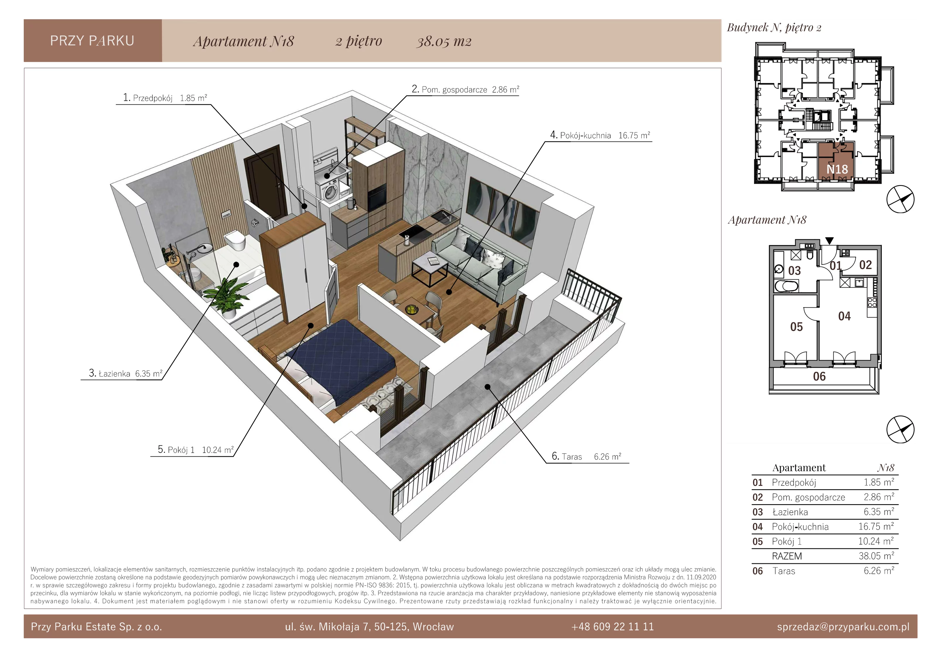 Apartament 38,05 m², piętro 2, oferta nr N18, Przy Parku, Żerniki Wrocławskie, ul. Parkowa