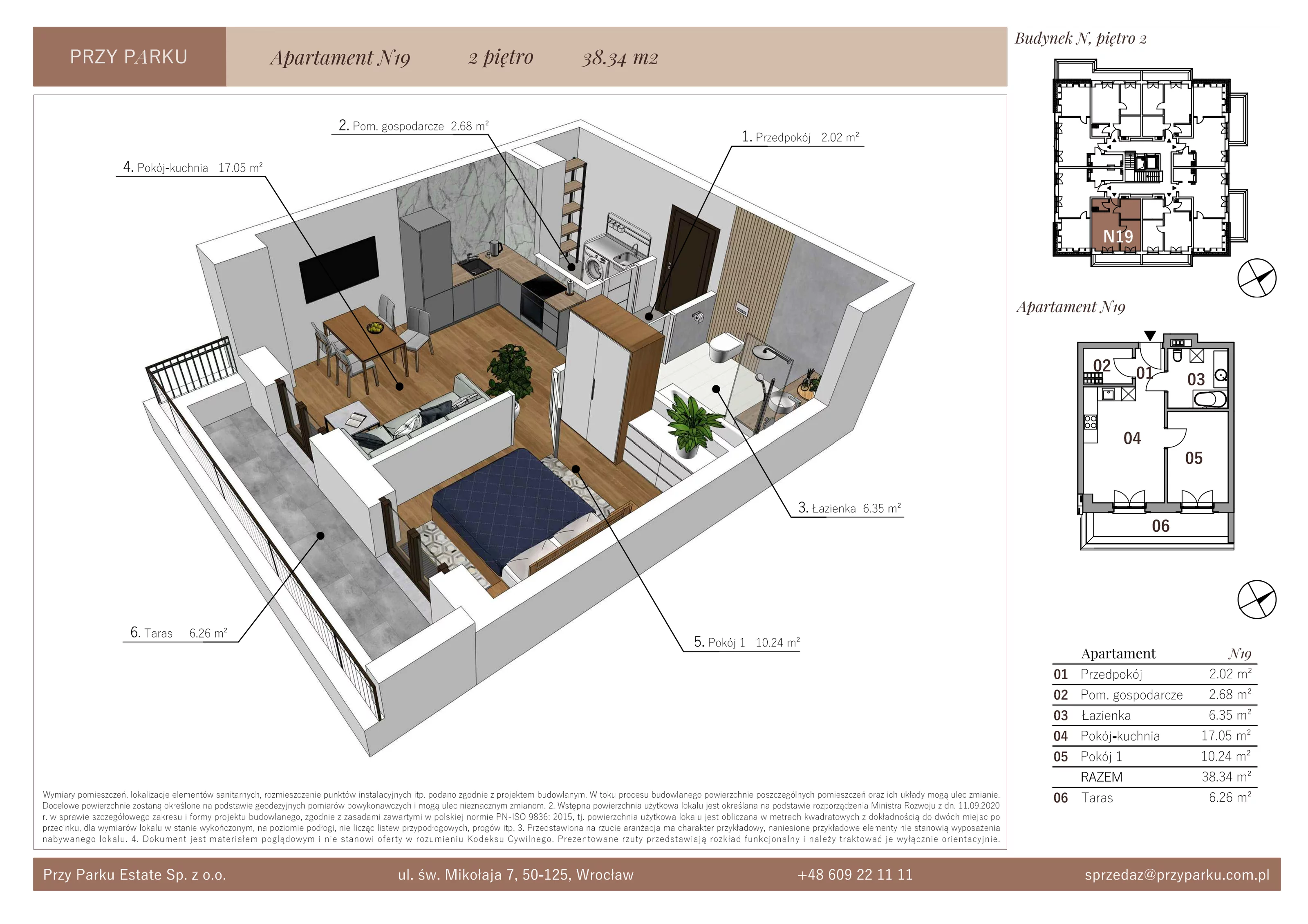 Apartament 38,34 m², piętro 2, oferta nr N19, Przy Parku, Żerniki Wrocławskie, ul. Parkowa