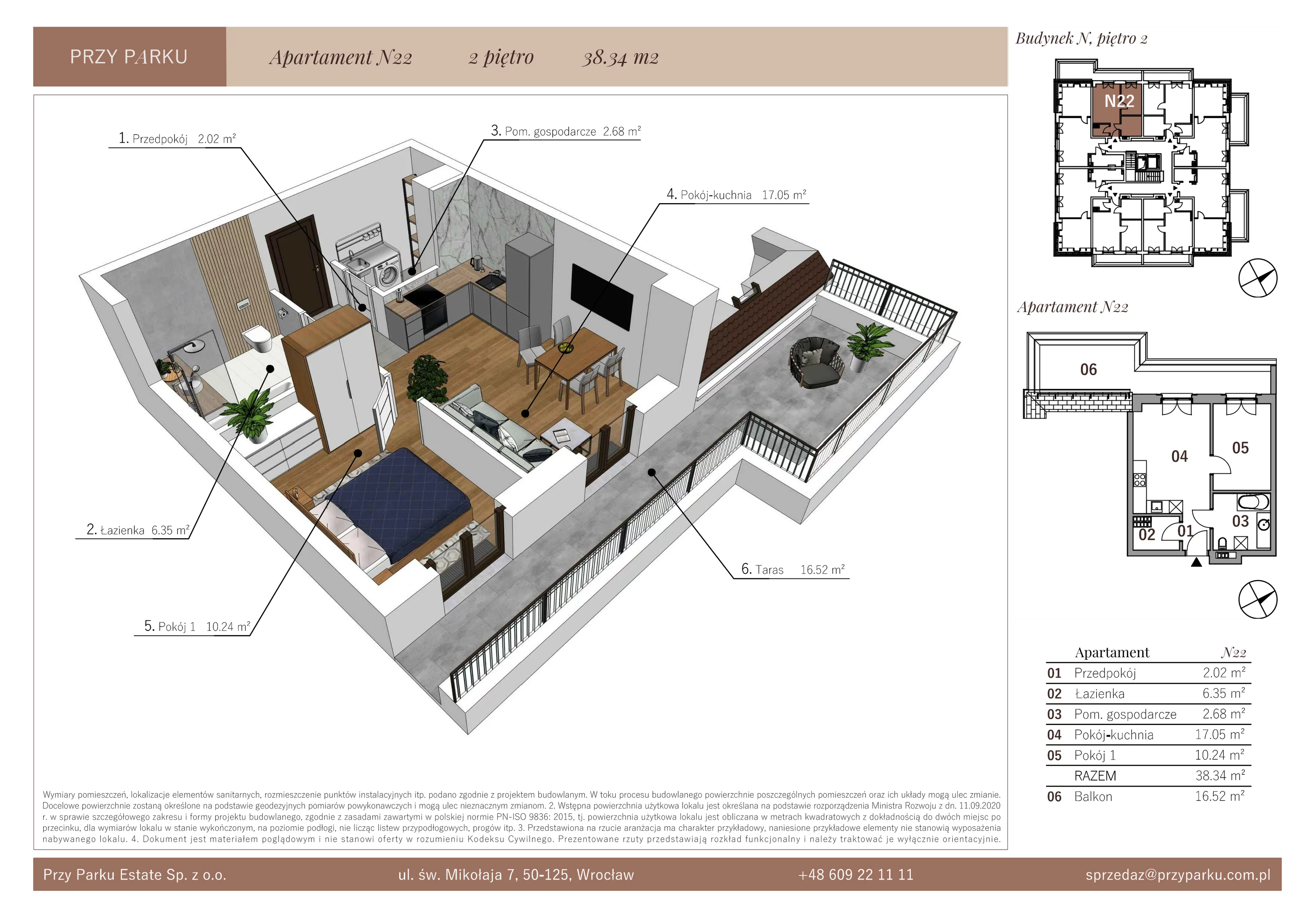 Apartament 38,34 m², piętro 2, oferta nr N22, Przy Parku, Żerniki Wrocławskie, ul. Parkowa