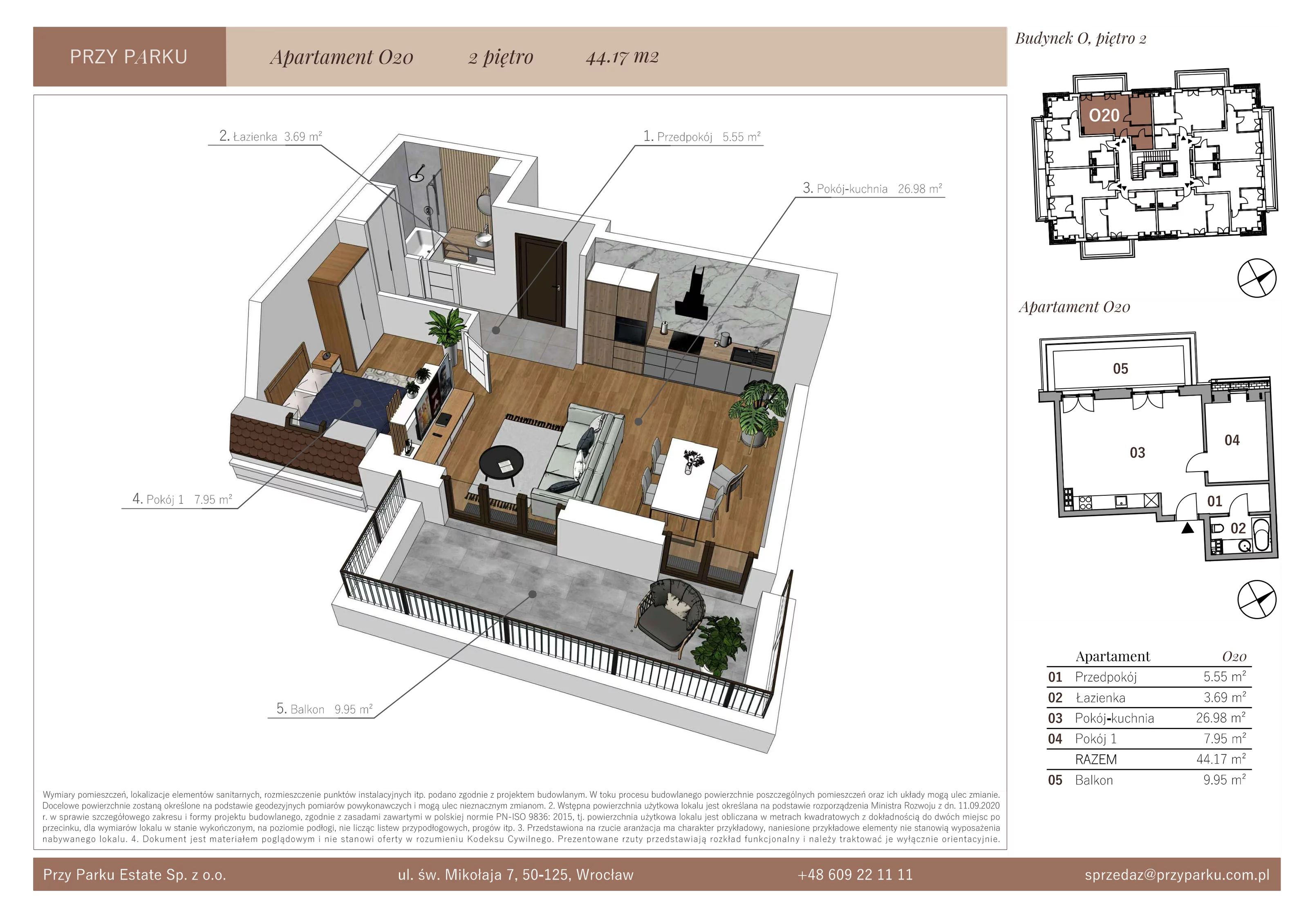 Apartament 44,17 m², piętro 2, oferta nr O20, Przy Parku, Żerniki Wrocławskie, ul. Parkowa