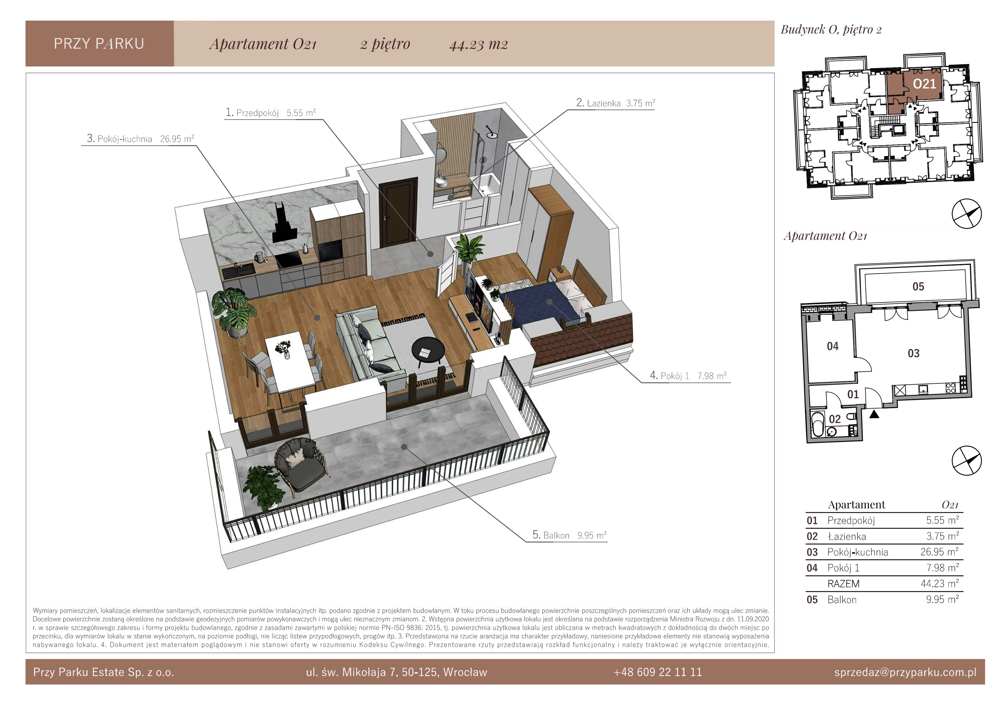 Apartament 44,23 m², piętro 2, oferta nr O21, Przy Parku, Żerniki Wrocławskie, ul. Parkowa