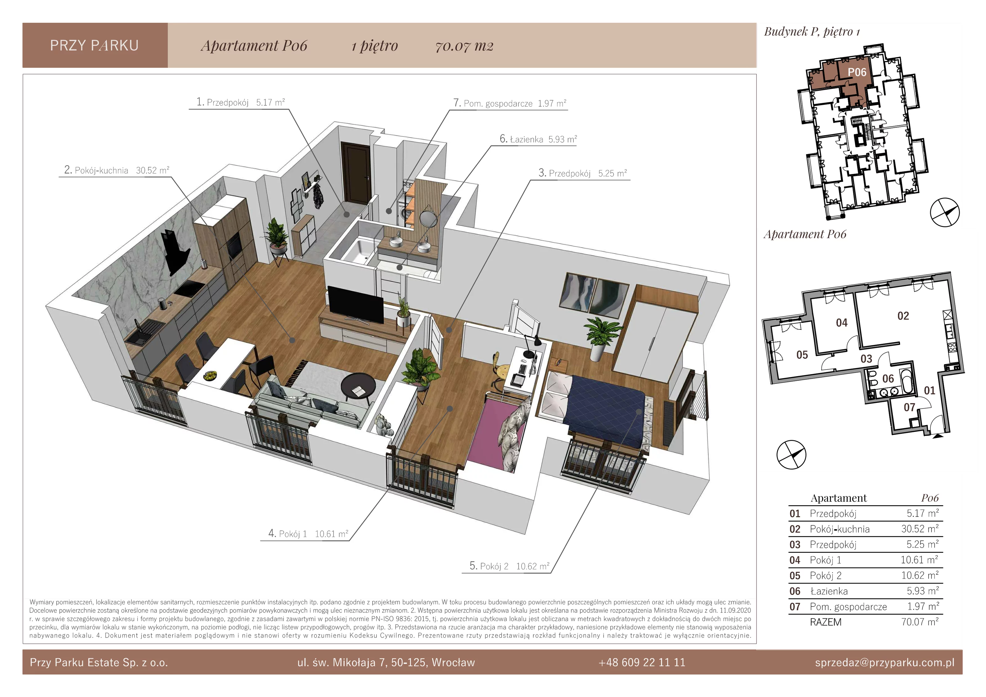 Apartament 70,07 m², piętro 1, oferta nr P06, Przy Parku, Żerniki Wrocławskie, ul. Parkowa