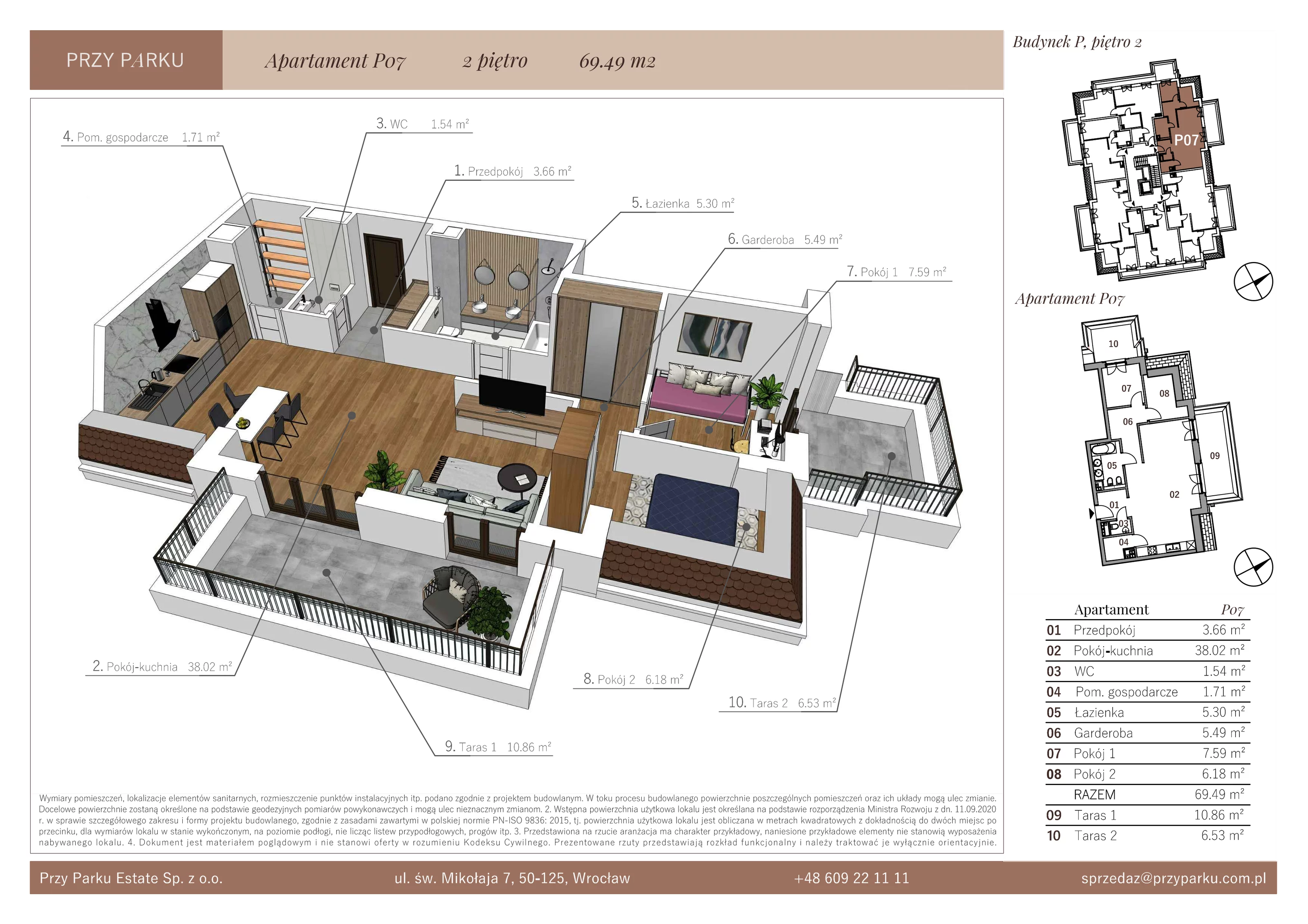 Apartament 69,49 m², piętro 2, oferta nr P07, Przy Parku, Żerniki Wrocławskie, ul. Parkowa