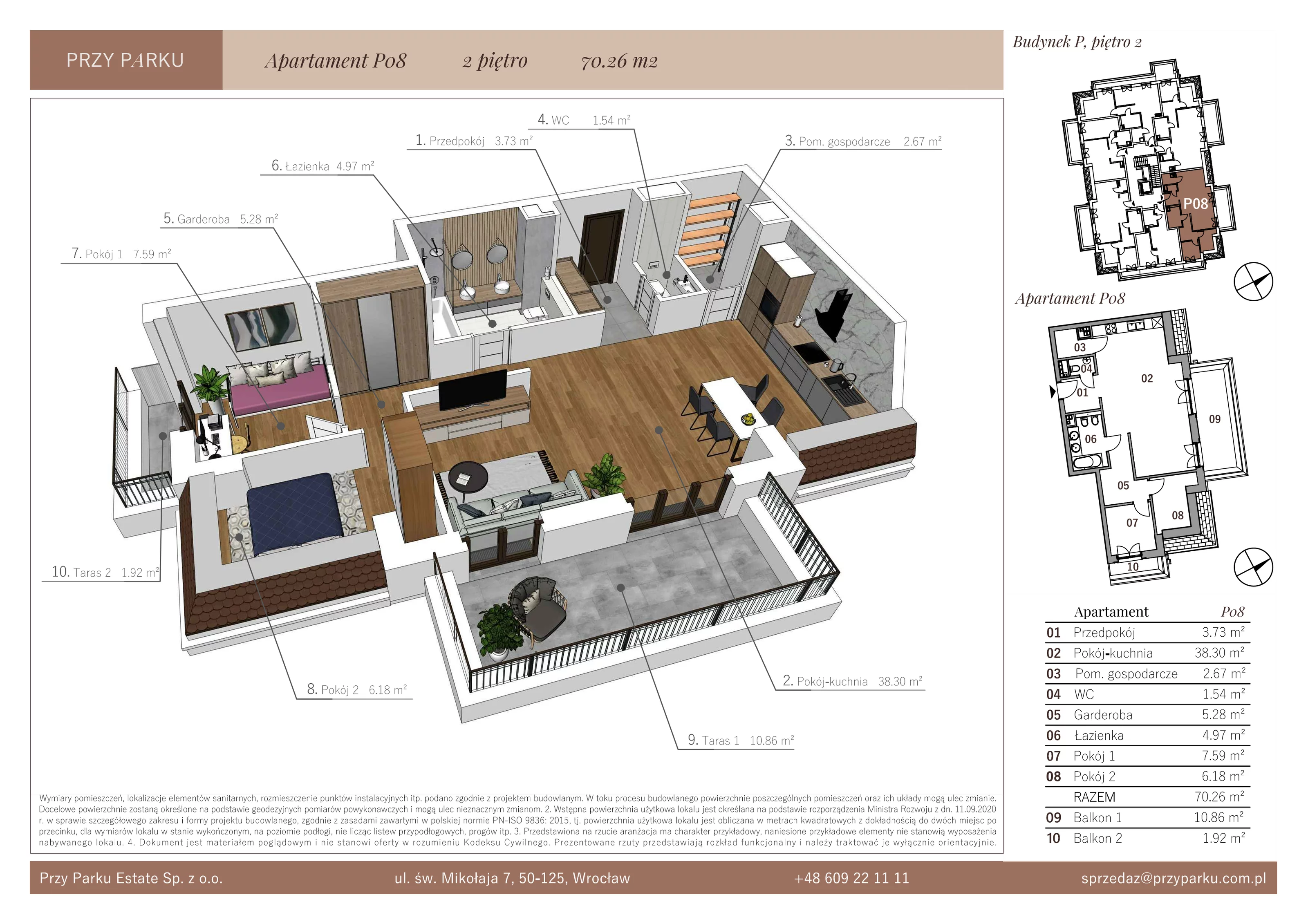 Apartament 70,26 m², piętro 2, oferta nr P08, Przy Parku, Żerniki Wrocławskie, ul. Parkowa