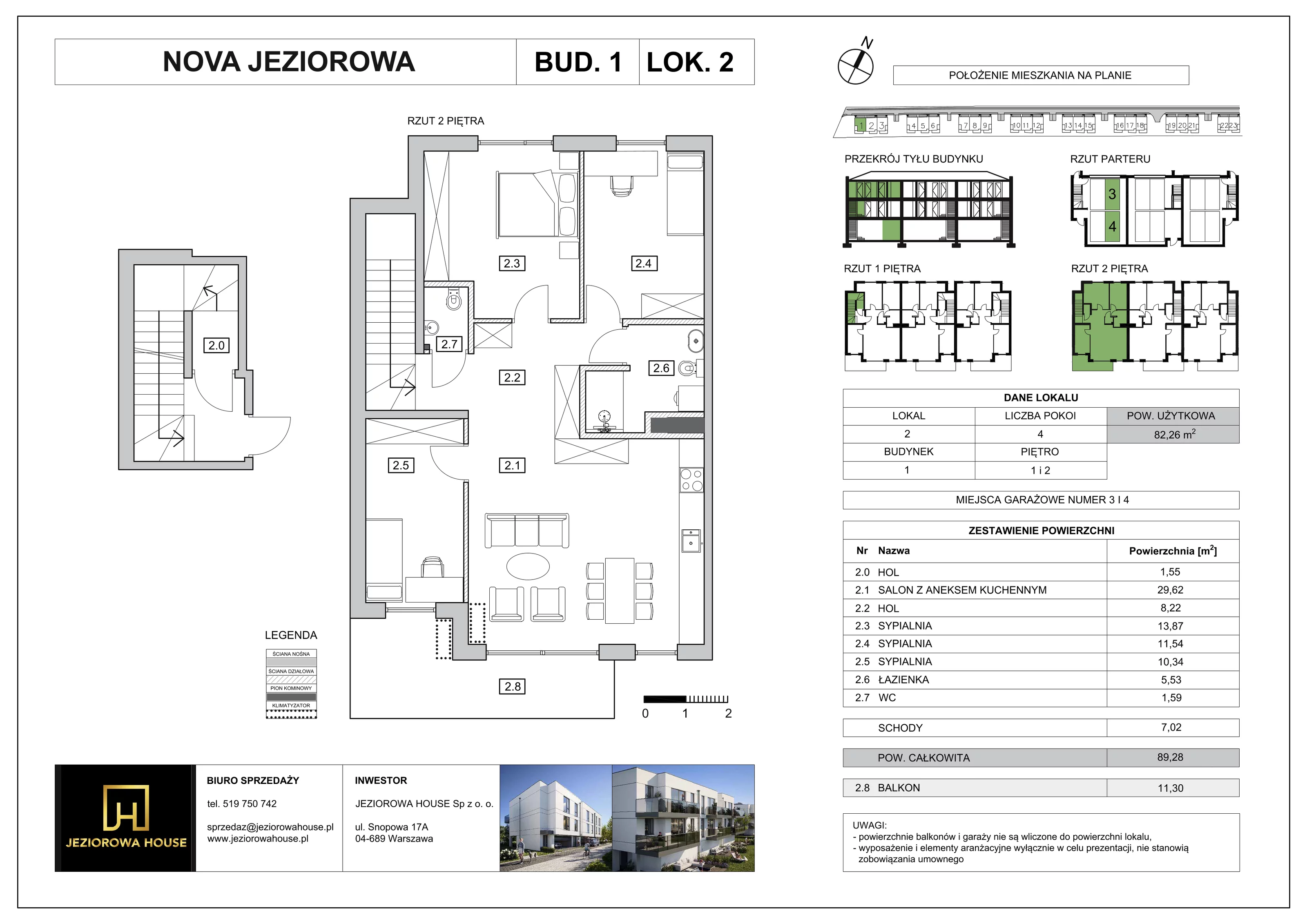 Mieszkanie 82,26 m², piętro 2, oferta nr 2, Nova Jeziorowa, Warszawa, Wawer, Zerzeń, ul. Jeziorowa