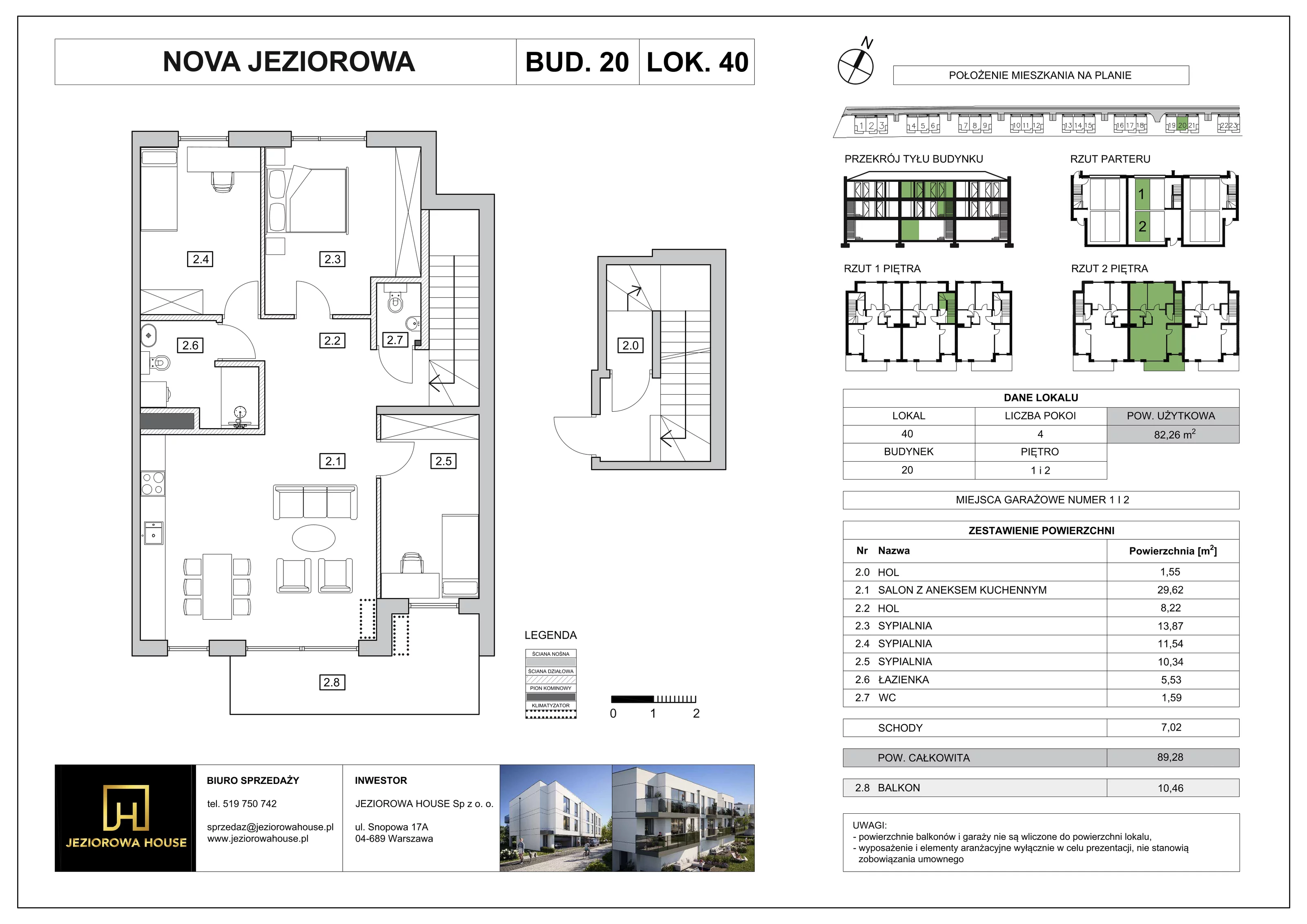 Mieszkanie 82,26 m², piętro 2, oferta nr 40, Nova Jeziorowa, Warszawa, Wawer, Zerzeń, ul. Jeziorowa