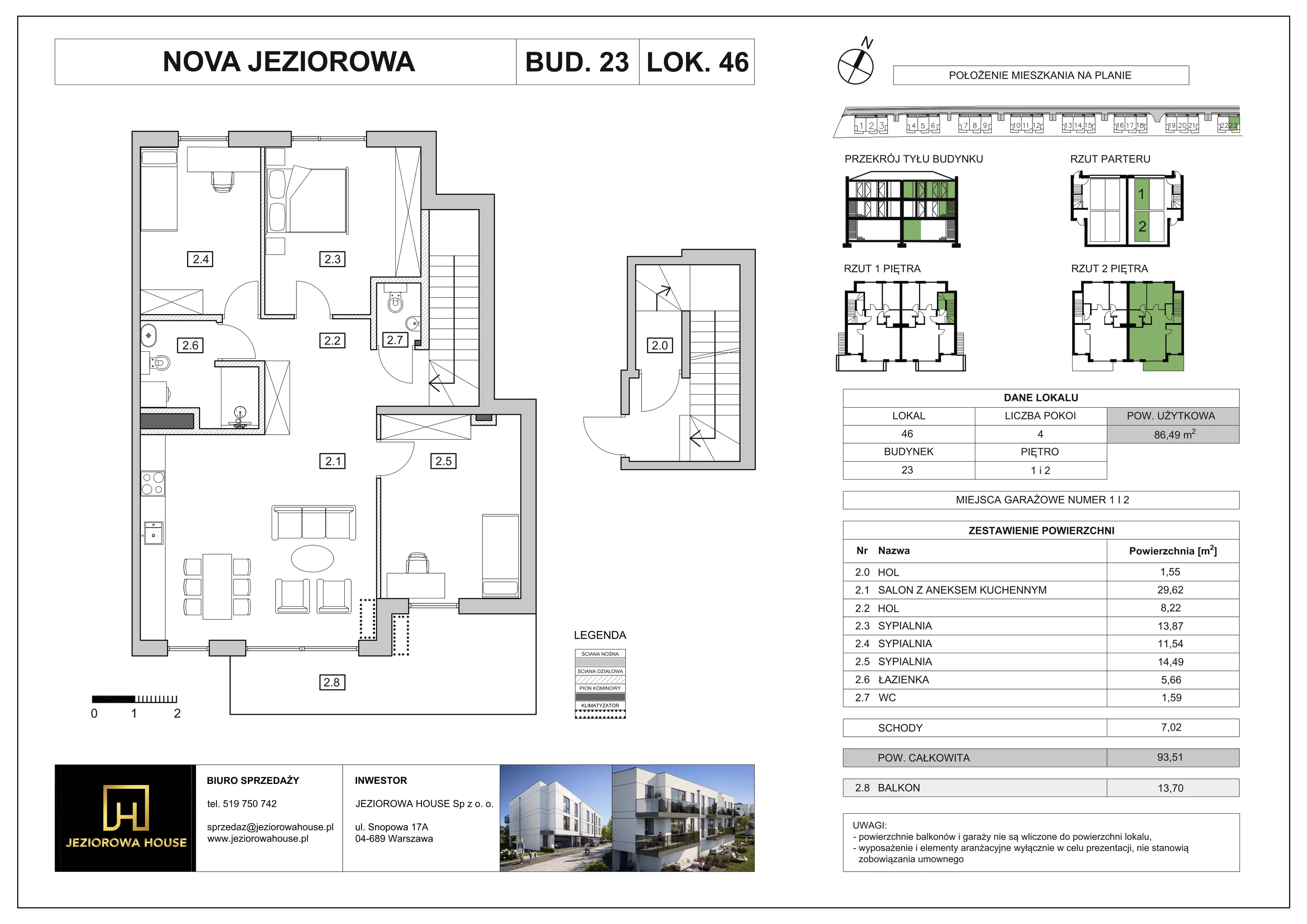 Mieszkanie 82,26 m², piętro 2, oferta nr 46, Nova Jeziorowa, Warszawa, Wawer, Zerzeń, ul. Jeziorowa