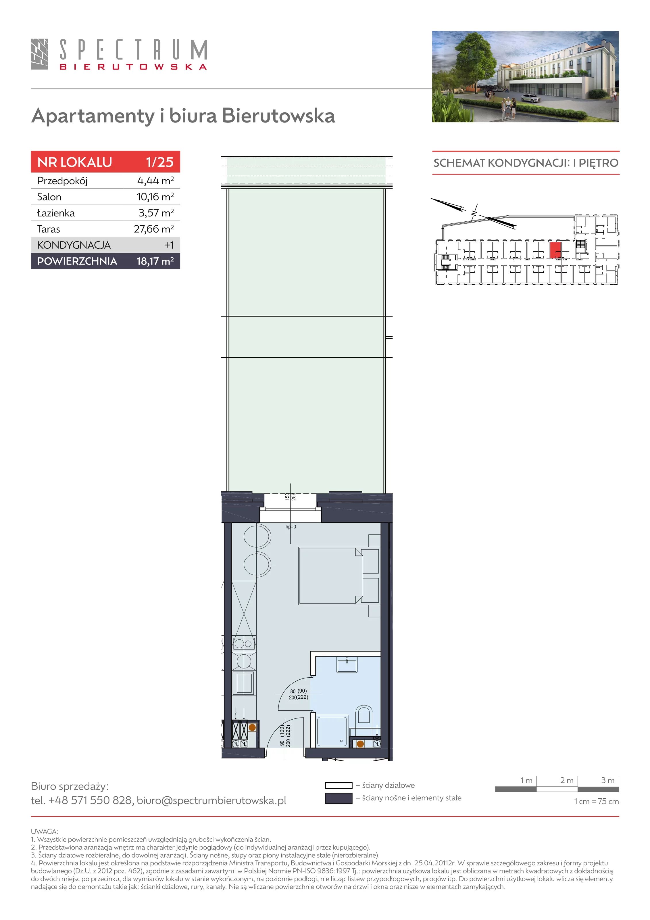 Apartament 18,17 m², piętro 1, oferta nr 1/25., Spectrum Bierutowska, Wrocław, Psie Pole-Zawidawie, Psie Pole, ul. Bierutowska