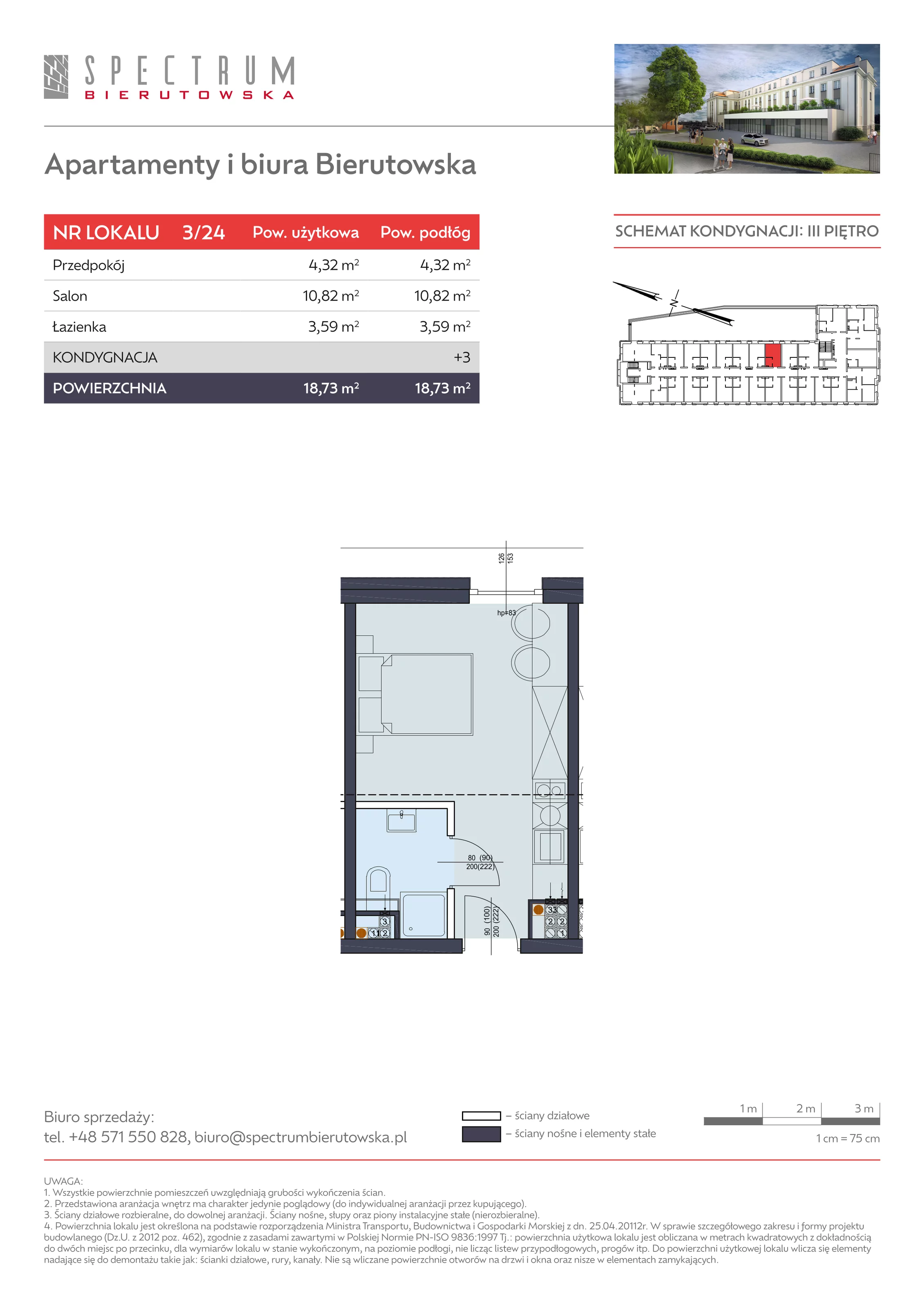 Apartament 18,73 m², piętro 3, oferta nr 3/24., Spectrum Bierutowska, Wrocław, Psie Pole-Zawidawie, Psie Pole, ul. Bierutowska