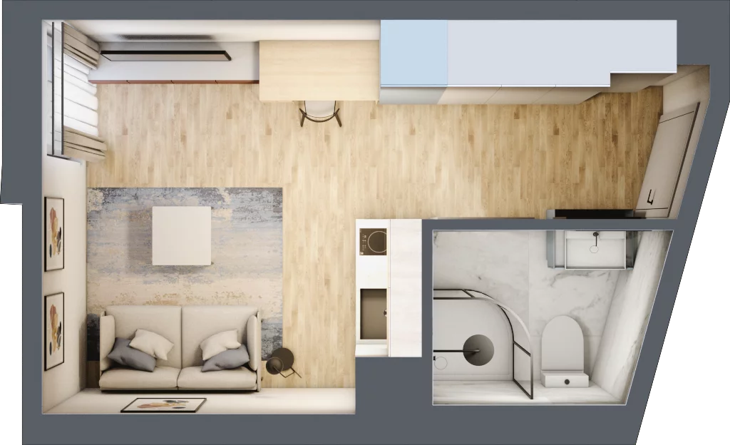 1 pokój, apartament inwestycyjny 19,10 m², piętro 1, oferta nr A/1.14, Starowiejska 3, Katowice, Śródmieście, ul. Starowiejska 3